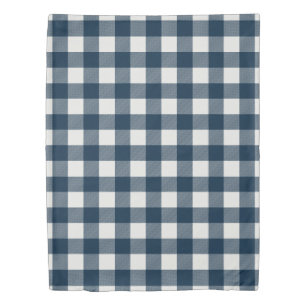 Navy Blue Gingham Check with Reversible Stripe Duvet Cover