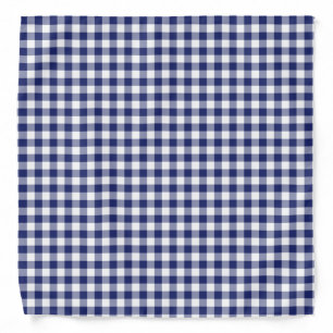 Navy Blue Gingham Checks Pattern Bandana