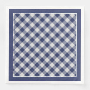 Navy Blue Gingham Checks Pattern For All Occasions Paper Dinner Napkins