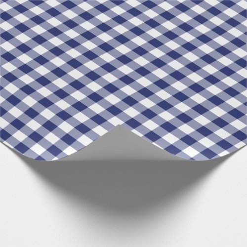 Navy Blue Gingham Checks Pattern Wrapping Paper