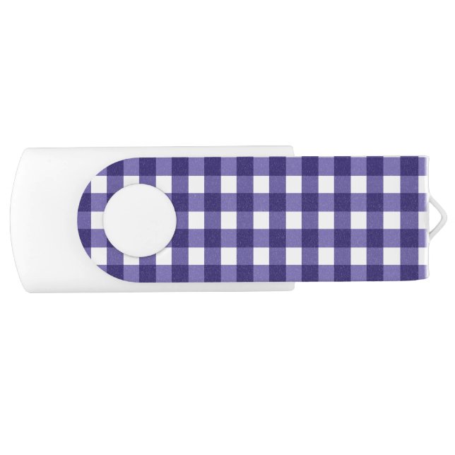 Navy blue gingham flash drive (Front)