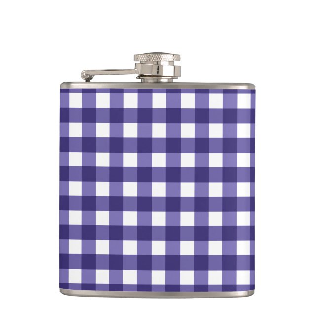 Navy blue gingham flask (Front)