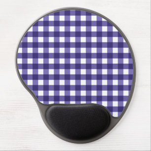 Navy blue gingham gel mouse pad