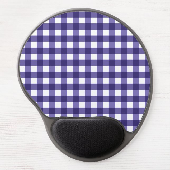 Navy blue gingham gel mouse pad (Front)