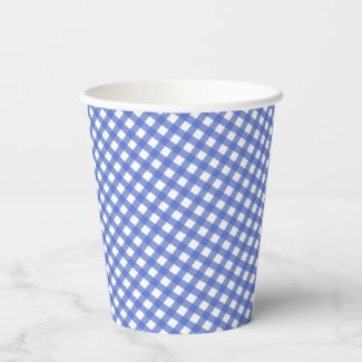 Navy Blue Gingham Paper Cups