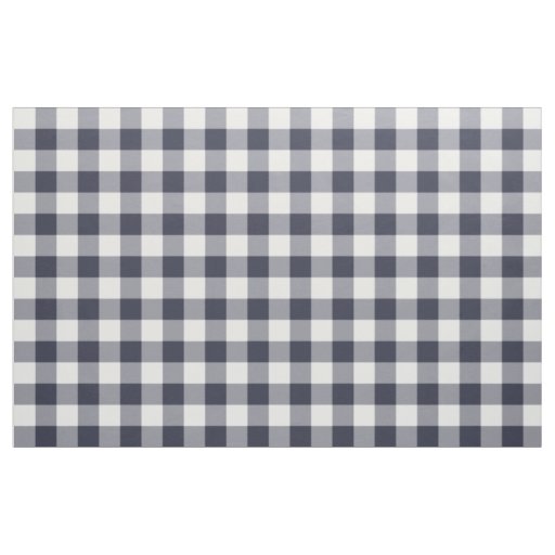 Navy Blue Gingham Pattern Fabric | Zazzle