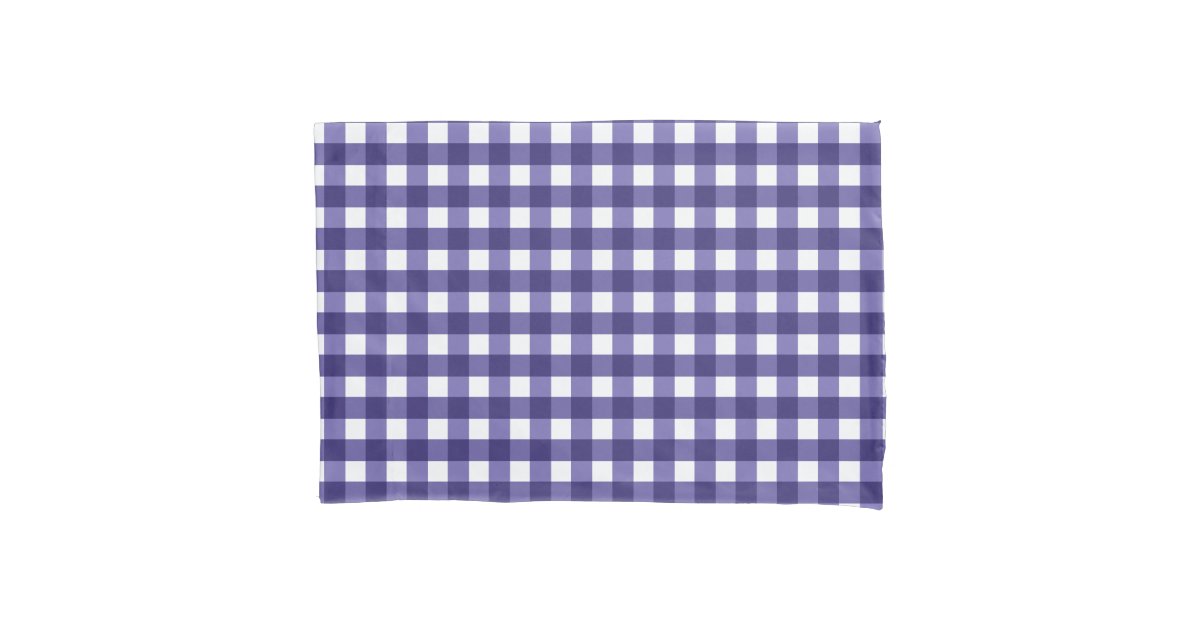 Navy blue gingham pillow case Zazzle