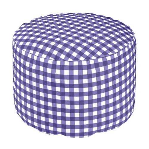 Navy blue gingham pouf