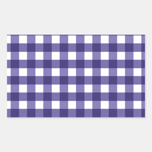 Navy blue gingham rectangular sticker (Front)