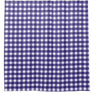 Navy blue gingham shower curtain