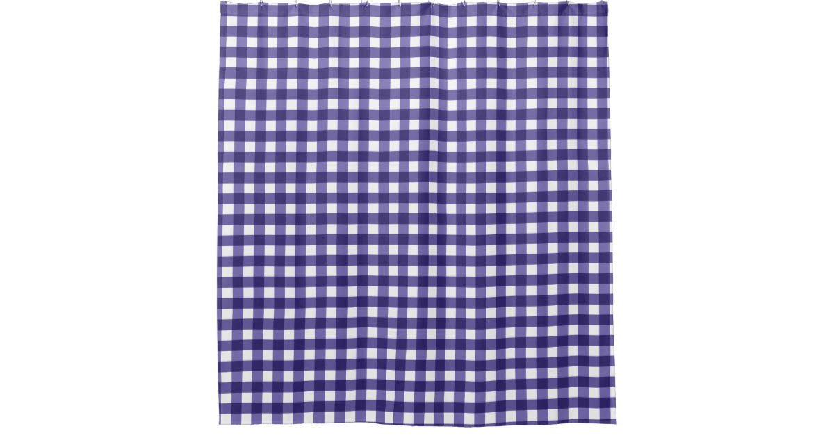 Navy blue gingham shower curtain Zazzle