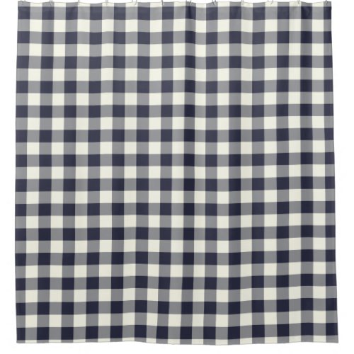 Navy Blue Gingham Shower Curtains