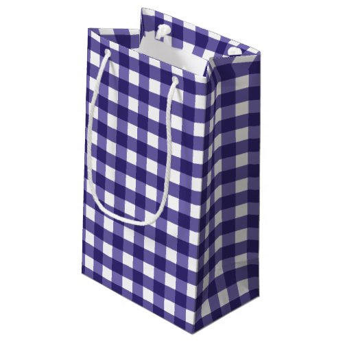 Navy blue gingham small gift bag