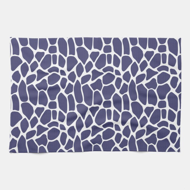 Navy Blue Giraffe Pattern Kitchen Towel (Horizontal)