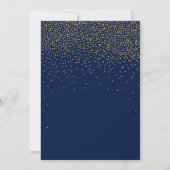 Navy Blue & Glam Gold Confetti Save The Date (Back)
