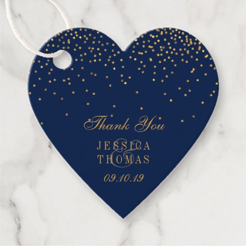 Navy Blue  Glam Gold Confetti Wedding Favor Tags