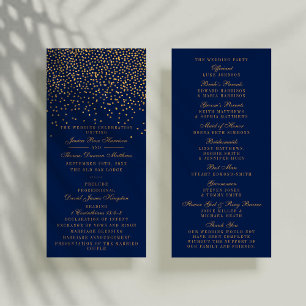 Navy Blue & Glam Gold Confetti Wedding Program