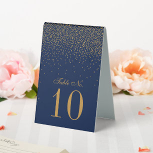 Navy Blue & Glam Gold Confetti Wedding Table No. Tent