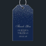 Navy Blue & Glam Silver Confetti Wedding Favor Gift Tags<br><div class="desc">The navy blue & glam silver confetti wedding collection is perfect for any couple planning a romantic wedding celebration. The design features a chic navy blue background with glam silver confetti which is truly stunning and perfect for any special event. The wording incorporates the same silver color of the design...</div>