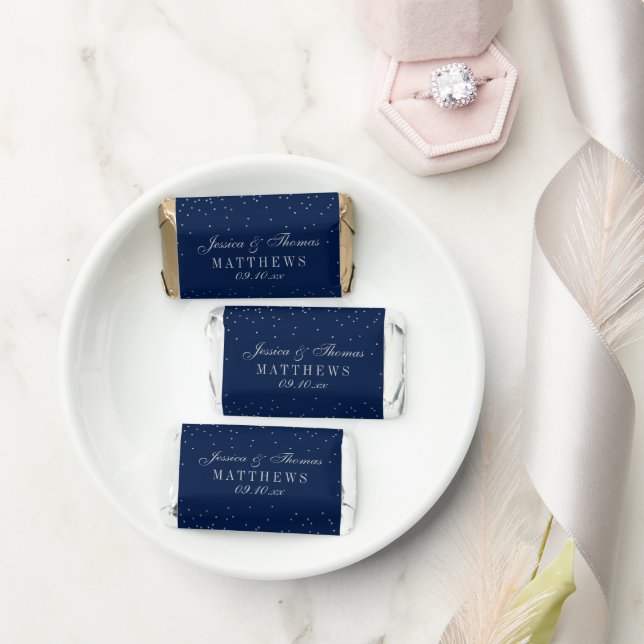 Navy Blue & Glam Silver Confetti Wedding Hershey's Miniatures (Wedding)