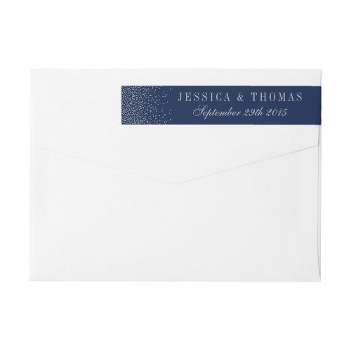 Navy Blue  Glam Silver Confetti Wedding Wrap Around Label