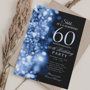 Navy Blue Glam Surprise 60th Birthday Party Invitation