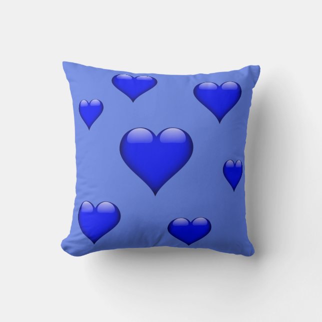 Navy Blue Glass Heart Tiled Customizable Throw Pillow (Front)
