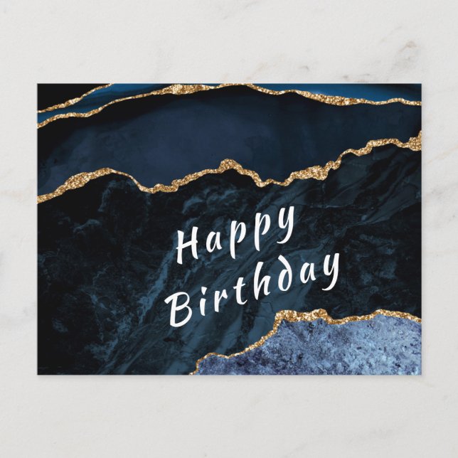 Navy Blue Glitter Birthday Card (Front)