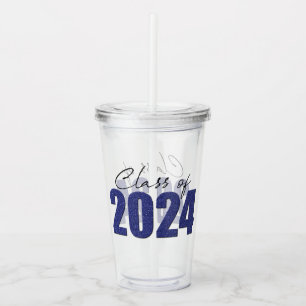 Navy Blue Glitter Class of 2024 Acrylic Tumbler