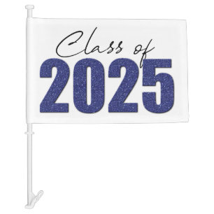 Navy Blue Glitter Class of 2025 Car Flag