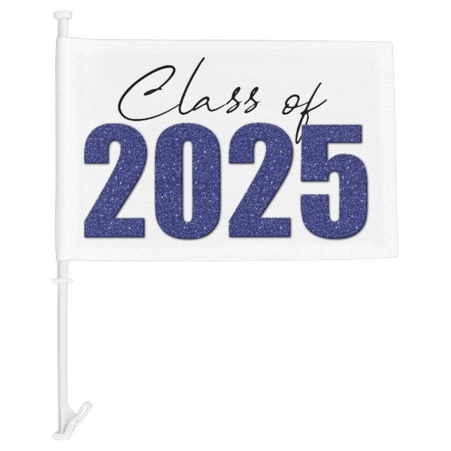 Navy Blue Glitter Class of 2025 Car Flag (Front)