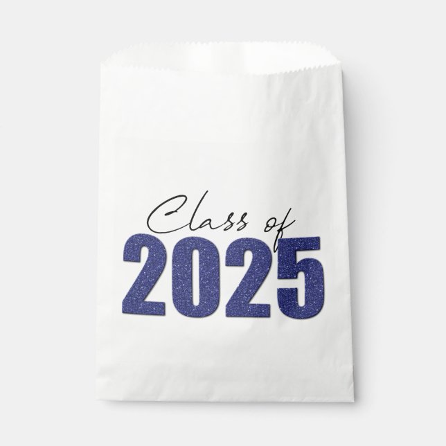 Navy Blue Glitter Class of 2025 Favor Bag (Front)