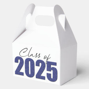 Navy Blue Glitter Class of 2025 Favor Boxes