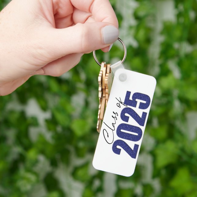 Navy Blue Glitter Class of 2025 Keychain (Hand)