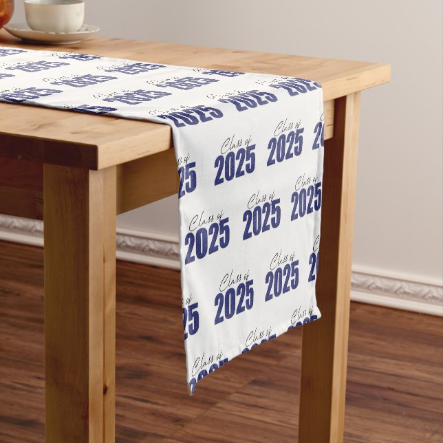 Navy Blue Glitter Class of 2025 Short Table Runner (In Situ)