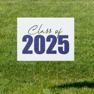 Navy Blue Glitter Class of 2025 Sign