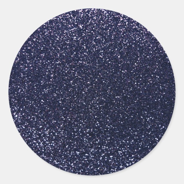 Navy blue glitter classic round sticker (Front)