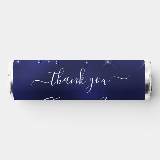 Navy blue glitter drips name thank you breath savers® mints (Front)
