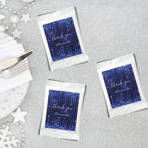 Navy blue glitter drips name thank you margarita drink mix