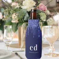 Navy blue glitter drips white nautical name