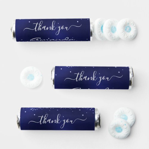 Navy blue glitter dust name thank you breath savers mints