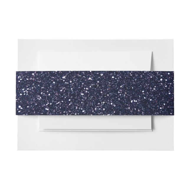 Navy blue glitter invitation belly band (Front Example)