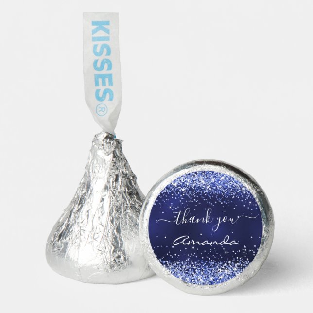 Navy blue glitter name thank you hershey®'s kisses® (Front)