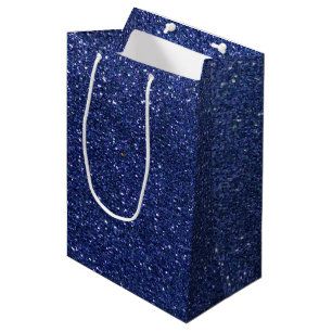 Navy Blue Glitter Ombre Sparkles Glam Bat Mitzvah Medium Gift Bag