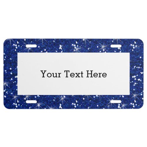 Navy Blue Glitter Printed License Plate