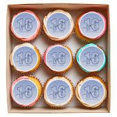 Navy Blue Glitter Script Sweet 16 Birthday Edible Frosting Rounds