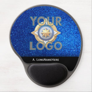 Navy Blue Glitter Tech IT Security Business Logo Gel Mouse Pad