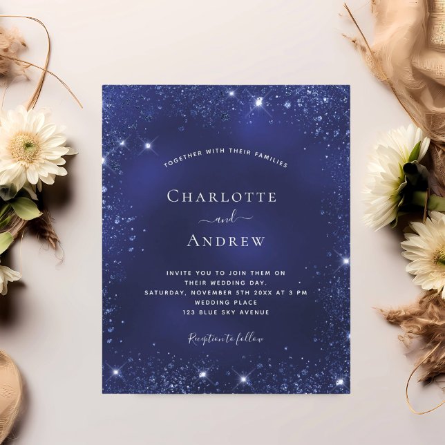 Navy blue glitter wedding invitation (Creator Uploaded)