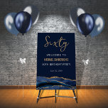 Navy Blue Gold Agate 60th Birthday Welcome Sign<br><div class="desc">This beautiful agate welcome sign is an elegant and modern way to welcome your guests to any special occasion! Featuring a deep navy blue watercolor texturing and faux gold glitter accents, this unique and stylish welcome sign will make your guests feel like royalty. The customizable texts make this sign perfect...</div>