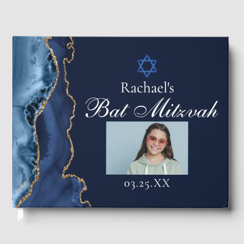 Navy Blue Gold Agate Bar Mitzvah Party Photo